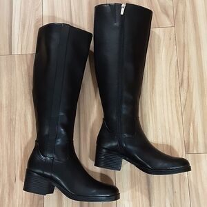 Marc Fisher Kizzey Black Vegan Faux Leather Knee Boots.